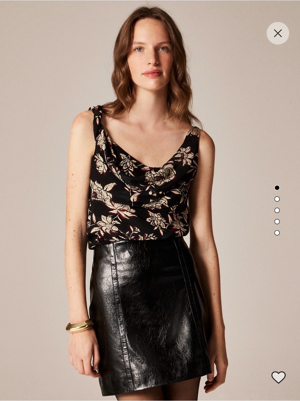J. Crew | Asymmetrical Cowl Neck Tank Top Blouse in Black Floral Crepe NWT